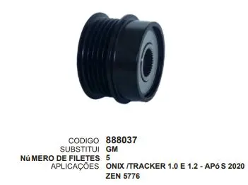 [888037] 888037 POLIA ONIX,TRACKER ZEN 5776