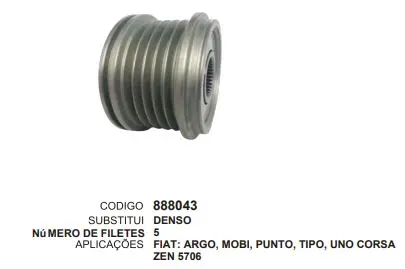 [888043] 888043 POLIA FIAT ARGO,MOBI,UNO, CORSA ZEN 5706