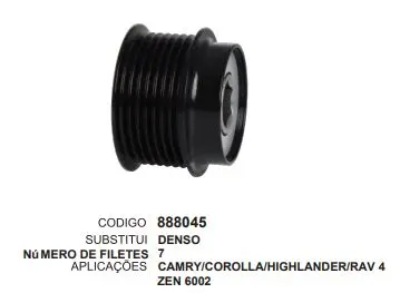 888045 POLIA CAMRY,COROLLA,RAV ZEN 6002