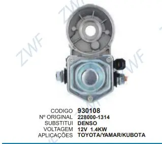 [930108] 930108  RELE  PART TOYOTA 12V  C/ MANCAL