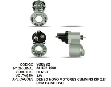 [930882] 930882 AUT. DENSO ,MOTERS CUMMINS C/MANCAL 12V