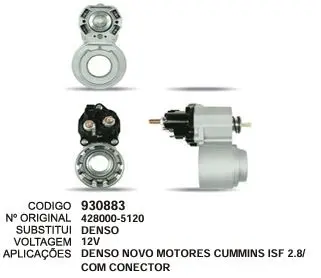 [930883] 930883 AUT. DENSO CUMMINS 12V C/ MANCAL