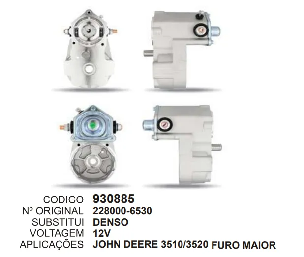 [93088] 930885 RELE DE PARTIDA C/MANCAL JONH DEERE 12V