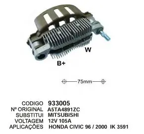 933005 / IK 3591 PLACA HONDA CIVIC