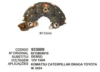 933009 / IK 3424 PLACA KOMATSU CATERPILLAR DRAGA TOYOTA