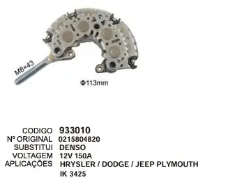 [933010] 933010 / IK 3425 PLACA HYSLER,DODGE,FEEP