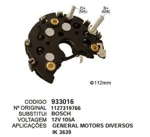 933016 / IK 3639 PLACA GENERAL MOTORES