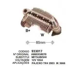933017 / IK 3666 PLACA PAJERO TR4