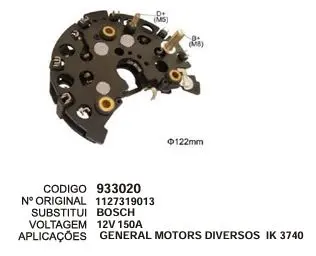 933020 / IK 3740 PLACA GENERAL MOTORES