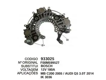 933025/ IK 3036 PLACA MB C200 AUDI