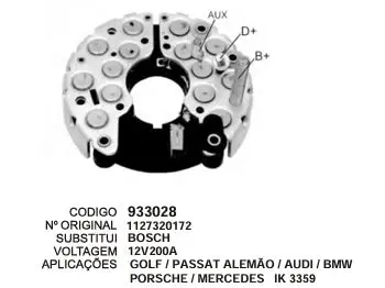 933028 / IK 3359 PLACA GOLF,PASSAT ALEMAO,AUDI,BMW