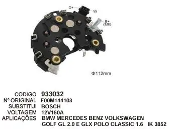 [933032] 933032 / IK 3852 PLACA BMW MB VW GOLF POLO CLASSIC