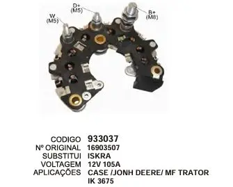933037 / IK 3675 PLACA CASE JOHN DEERE MF TRATOR