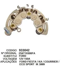 933042/ IK 3889 PLACA FORD FIESTA KA CURRIER ECOESPORT