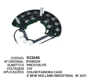 933046 / IK 3231 PLACA COLHEIT. CASE NEW HOLLAND INDUSTRIAL