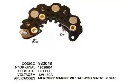 933048 / IK 3410 PLACA MERCURY MARINE V8
