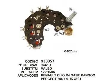 [933057] 933057 / IK 3804 PLACA RENAULT CLIO MEGANE KANGOO PEUGEOT 206