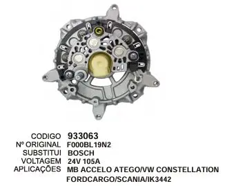 [933063] 933063 / IK 3442 PLACA MB ACELO ATEGO,VW,FORD CARGO,SCANIA
