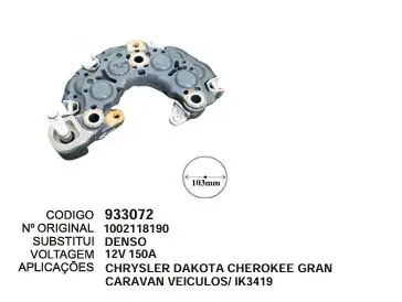 [933072] 933072 / IK 3419 PLACA CHRYSLER DAKOTA CHEROKKE GRAN CARAVAN
