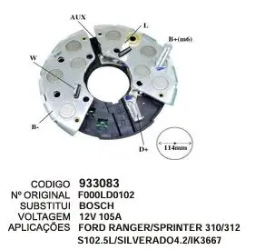 [933083] 933083/ IK 3667 PLACA FORD RANGER, SPRINTER 310/312 12V 105A
