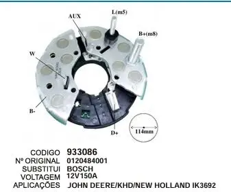 [933086] 933086 / IK 3692 PLACA JOHN DEERE KHD NEW HOLLAND