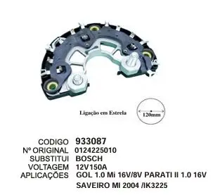[933087] 933087 / IK 3225 PLACA GOL 1.0MI16V PARATI SAVEIRO MI