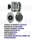 CN 20039 ALTERNADOR BATERYLES ONIBUS 24V 150A PRESTOLITE