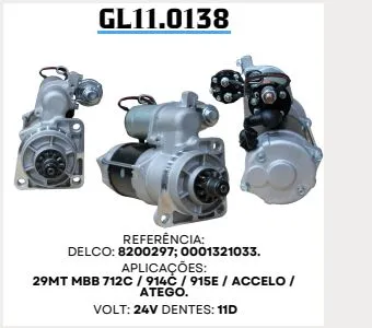 [GL 11.0138] GL 11.0138 ARRANQUE 29MT, MBB, ACCELO, ATEGO 11D 24V