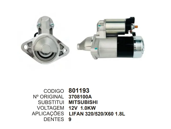 [801193] 801193 ARRANQUE LIFAN 320/520/X60 12V 9D