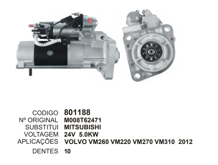 [801188] 801188 MOTOR DE PARTIDA VOLVO MITSUBISHI 10D 24V