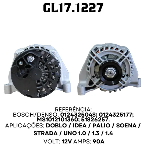 [17.1227] 17.1227 ALTERNADOR PALIO, STRADA, 12V 90A DENSO