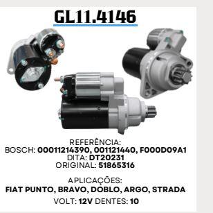 [11.4146] 11.4146 MOTOR DE PARTIDA ARGO, DOBLO, TORO, STRADA ,RENEGADE 12V 10D BOSCH