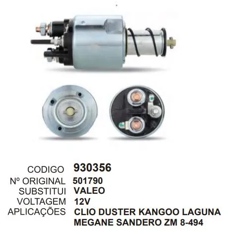 930356 AUT. RENAULT DUSTER CLIO KANGOO SCENIC, SANDERO 12V ZM 8-494