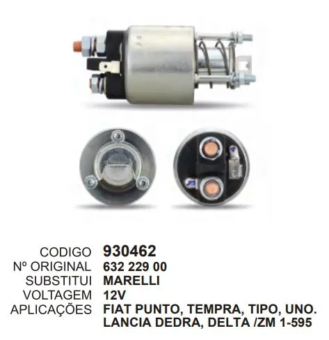 [930462] 930462 AUT. PUNTO, TIPO, TEMPRA, UNO, DELTA 12V ZM1-595