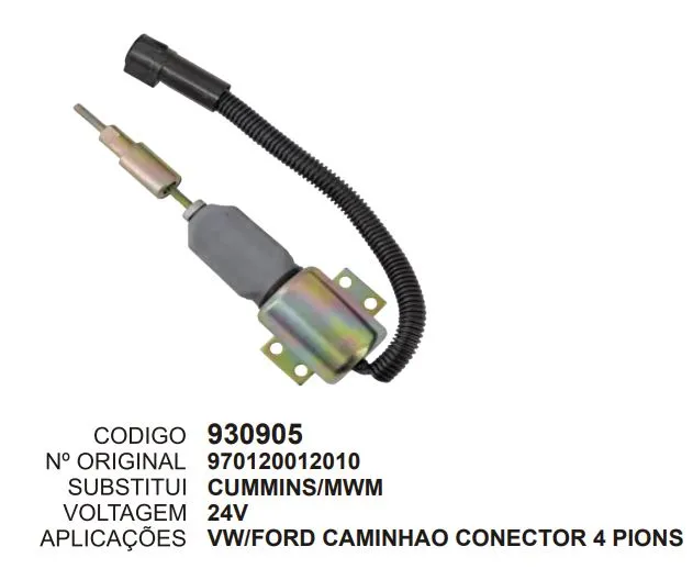 [930905] 930905 AUT. VW, FORD CAMINHAO CONECTOR 4 PIONS 24V MOTOR CUMMINS / MWM