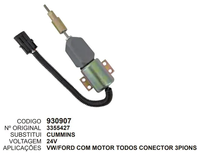 [930907] 930907 AUT. VW, FORD 24V COM MOTOR TODOS CONECTOR 3PIONS CUMMINS