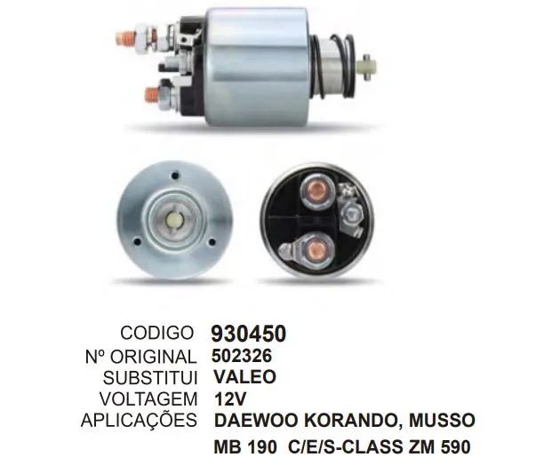 [930450] 930450 AUT. DAEWOO KORANDO, MUSSO, MB 190 C/E/S-CLASS ZM 590 12V VALEO