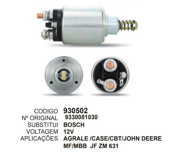 [930502] 930502 AUT. AGRALE, CASE, CBT, JOHN DEERE, MF, MBB JF ZM 631 24V BOSCH